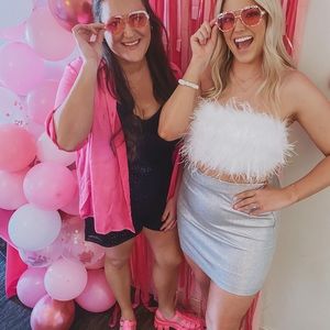 12th Tribe, Chanel White Faux Feather Top, Size M